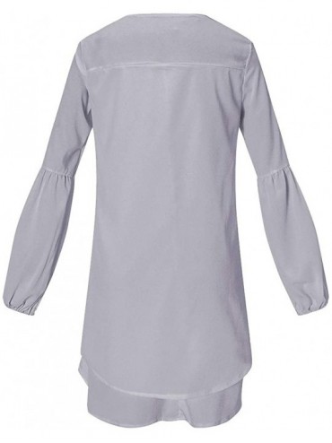 Racing Blouses for Womens- Women Irregular Ruffles Shirt Long Sleeve Sweatshirt Pullovers Tops Blouse - Gray 2 - CR18LS2UZDA ...