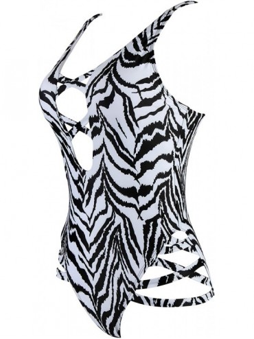 Sets Women Sexy Leopard Swimsuit Adjustable Beach Bathing Suit Cross Straps Swimwear - Black White - CY19408DX44 $16.16