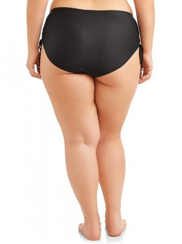 Tankinis Women's Plus Size Core Ruched Brief Swimsuit Bikini Bottom 3X Black - CJ18YTDWCIS $24.69