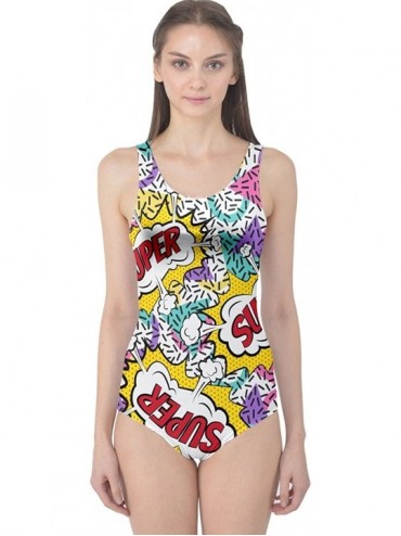 One-Pieces Womens Summer Vacation Holiday Pineapple Pop Art Lips Rock Triangles One Piece Swimsuit- X- Gold Super - CA184G4U5...