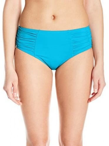 Bottoms Women's Alessia Hi Waist Ruched Bikini Bottom Swimsuit - So Soft Cerulean - CD12NAZUV29 $77.17