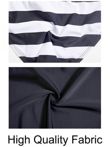 Tankinis Women Stripes Lined Up Tankini Double Up Swimwear Two Pieces Bathing Suit - Black Stripe - CO184WESDT4 $17.36