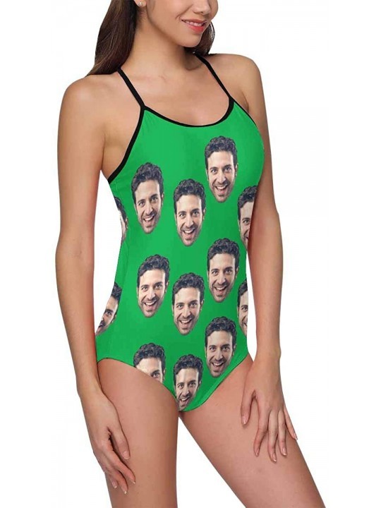 One-Pieces Custom One-Piece Swimsuits with Face Photo Novelty Swimwear for Women (XS-5XL) - Green - C518UKH8CM7 $22.49
