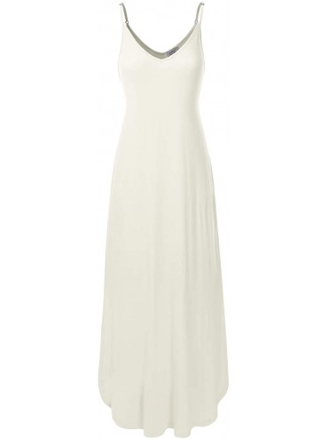 Cover-Ups Women's Casual Loose Fit Long Cami Maxi Dress with Pockets (XS-XXL) - Dbd004_ivory - CP196XEOAMO $39.82