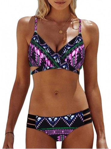 Board Shorts Women 2 Piece Bohemia Bikini Sets African Print Push Up Bathing Suits Strap Side Bottom Monokini Swimsuit Hot Pi...