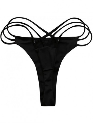 Bottoms Women Sexy Bottoms Bikini Bandage Thong G-String Swimsuit Cheeky V Swim Trunks - Black - CG18C9MM6UA $19.05