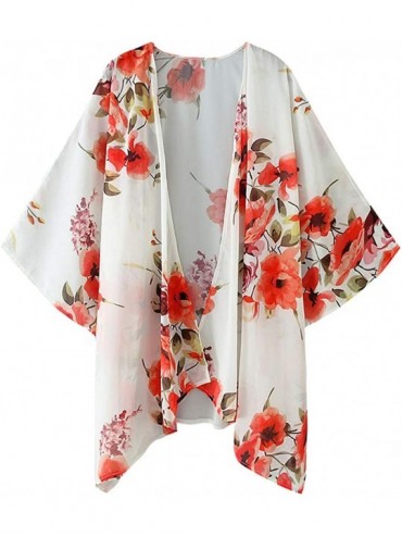 Cover-Ups Womens Kimonos Sheer Chiffon Floral Cardigan Cover up - W1 - CW194CX8KR0 $12.45