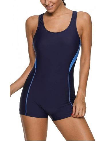 Racing Chlorine Resistance Athletic One Piece Swimsuits for Women UPF 50+ Sports Bathing Suits - Navy - C718NUHLTRL $46.07