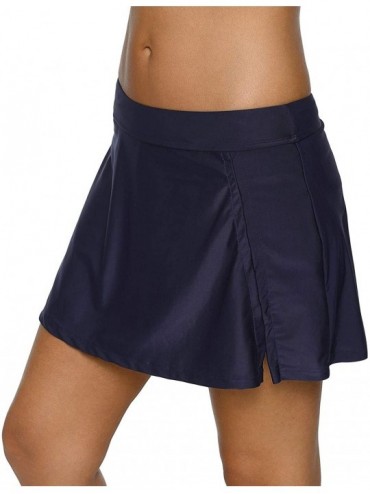 Board Shorts Women Solid Swim Skirt with Brief Skirted Swimsuit Bottom Tankini Shorts - Navy(long) - CR18G0RZOMN $29.47