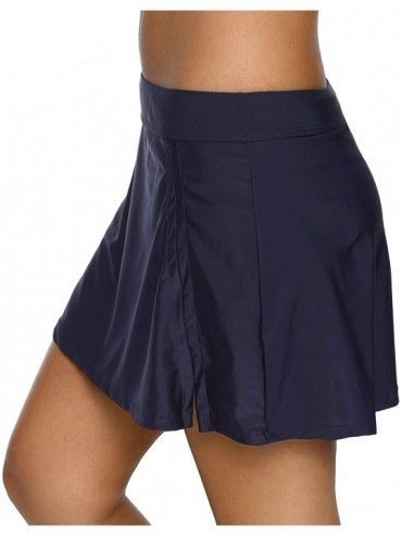 Board Shorts Women Solid Swim Skirt with Brief Skirted Swimsuit Bottom Tankini Shorts - Navy(long) - CR18G0RZOMN $16.50