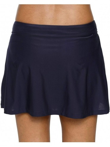 Board Shorts Women Solid Swim Skirt with Brief Skirted Swimsuit Bottom Tankini Shorts - Navy(long) - CR18G0RZOMN $16.50
