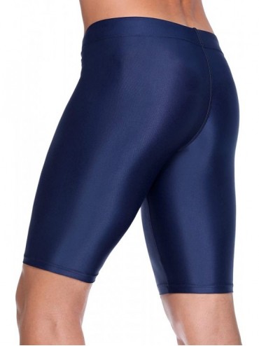 Racing Mens Swim Jammer Tight Splice Sports Compression Swimsuit Jammer Shorts - Solid Navy - CQ18DWU2RQX $11.13