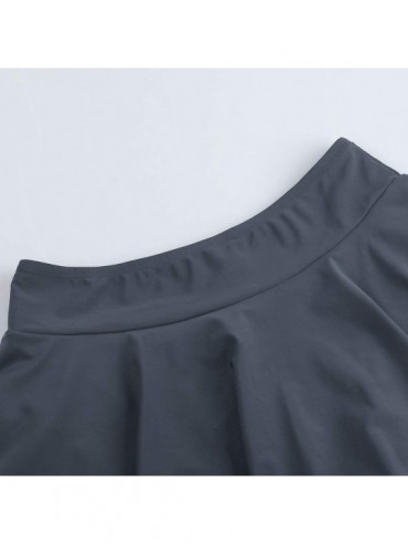 Tankinis Women Crochet Lace Bikini Bottom Swim Skirt Solid Swimsuit Short S-XXL - Dark Grey - CK18SYX9ITY $14.53
