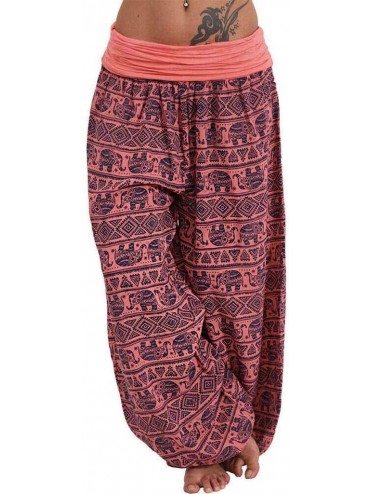 Board Shorts Pants for Women Women's Yoga Pants Loose Elasticity High Waist Print Bohemian Aladdin Harem Pants Red - Red - CT...