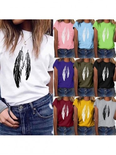 Cover-Ups T Shirts for Women Graphic-Womens Girls Plus Size Print Leaves Tees Shirt Short Sleeve Casual Summer Blouse Tops - ...