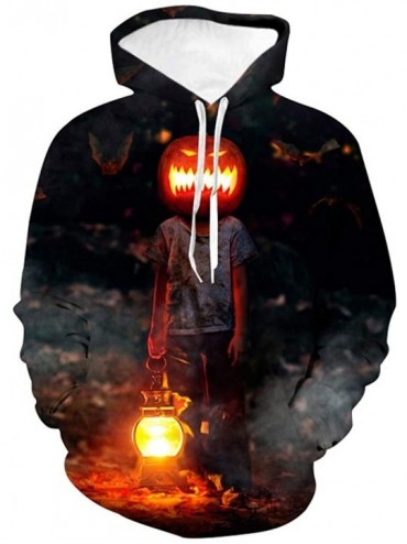 Rash Guards Halloween Mens Scary 3D Printed Party Long Sleeve Hoodie Sweatshirt Top - Black2 - CZ18YEGTHAQ $14.93