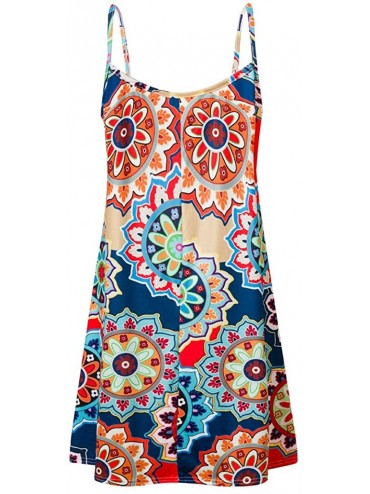 Cover-Ups Plus Size Dresses-Women's Summer Boho Floral Print Sundress Casual T Shirt Dresses Cami Tank Dress Beach Dress - Mu...