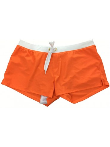 Racing Mens Swim Trunks Pants Swimwear Shorts Slim Wear Front Tie with Pocket at Back Side - Orange - CJ17YWY67ZL $18.20