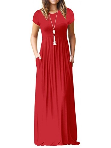 Cover-Ups Womens Contrast Maxi Dress Tank Top Print Maxi Dress - Z13-red - CM193K2UUCY $28.93