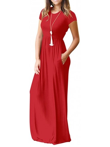 Cover-Ups Womens Contrast Maxi Dress Tank Top Print Maxi Dress - Z13-red - CM193K2UUCY $15.60