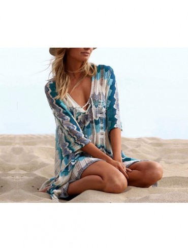 Cover-Ups Sexy Femal Bikini Top Sunblock Dress Beach Holiday Sun-Protective Dress - Red Mix - CM190WU85QS $29.89