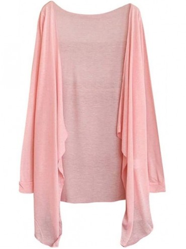 Cover-Ups Womens Kimono Cardigan- Super Thin Open Front Cover Up Tunic Tops Blouses - 1 Pink - C118TQW7TSE $20.27