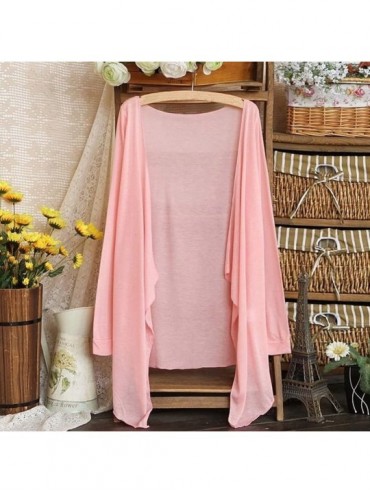 Cover-Ups Womens Kimono Cardigan- Super Thin Open Front Cover Up Tunic Tops Blouses - 1 Pink - C118TQW7TSE $12.01