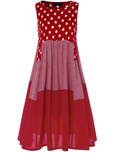 Sets Women Plus Size Bohemian O-Neck Floral Print Vintage Sleeveless Long Maxi Dress - C-red - CQ18W7WRHL0 $19.88