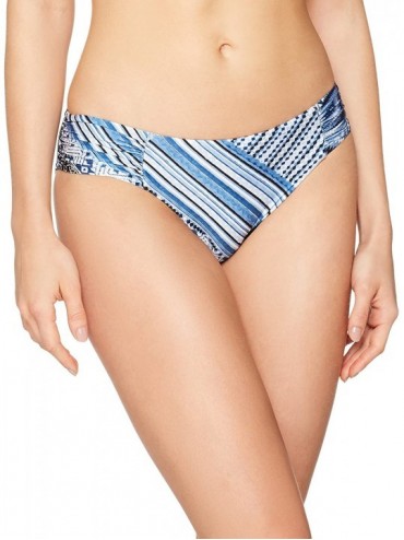 Tankinis Women's Ruched Side Retro Medium Coverage Bikini Bottom Swimsuit - Desert Tribe Bluestone - CJ186OS9MD3 $48.76