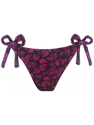 Bottoms Purple Waves Brazilian Tie Side Scrunch Bikini Bottom - C8199IIUQQE $41.02