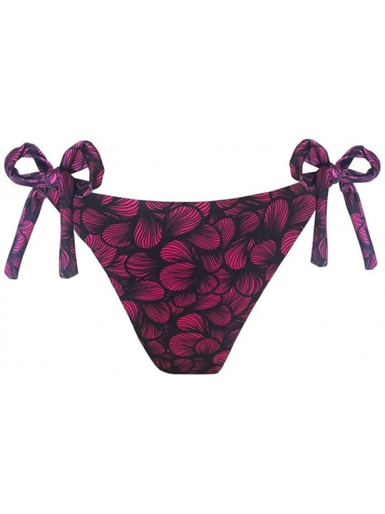 Bottoms Purple Waves Brazilian Tie Side Scrunch Bikini Bottom - C8199IIUQQE $41.02