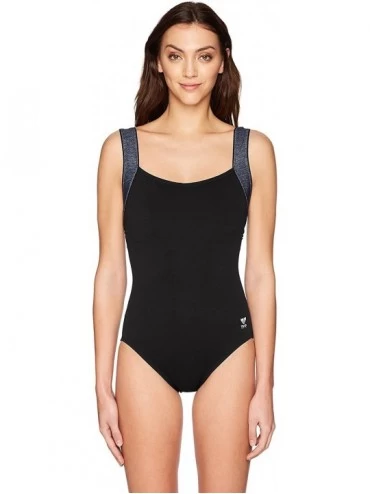 Racing Women's Mantra Square Neck Controlfit - Black - C3185XDKWMY $85.78