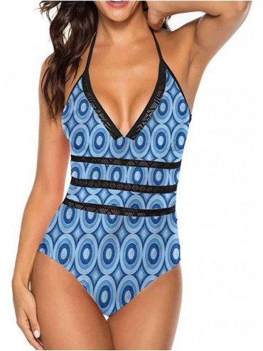 One-Pieces Halter Swimsuits Jean Pattern on Denim Color Make You Feel Fun and Sexy - Multi 16 - C6190WAOX5Q $36.59