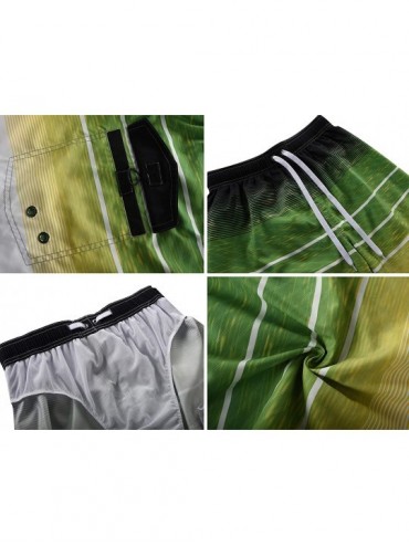 Racing Men's Beachwear Summer Holiday Swim Trunks Quick Dry Striped - Green-239 - CB18UNYOMHE $14.14