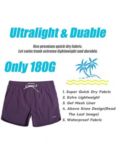 Board Shorts Mens 5" Short Swim Trunks with Mesh Lining Quick Dry Bathing Suits Swimming Shorts Swimsuit - 1850161-dark Purpl...