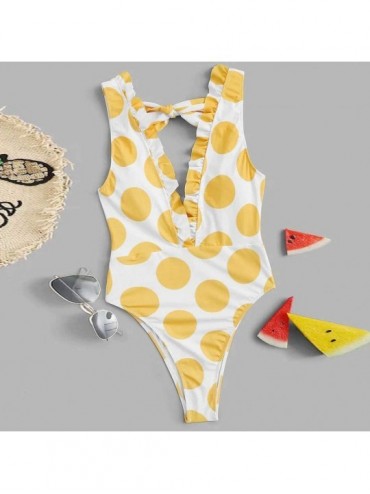 One-Pieces Women One Piece Bathing Suits Tummy Control Cutout Swimwear Monokini Swimsuit - E Yellow - CW194GTQ963 $15.27