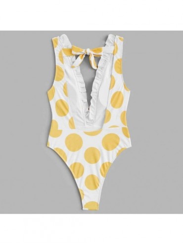 One-Pieces Women One Piece Bathing Suits Tummy Control Cutout Swimwear Monokini Swimsuit - E Yellow - CW194GTQ963 $15.27