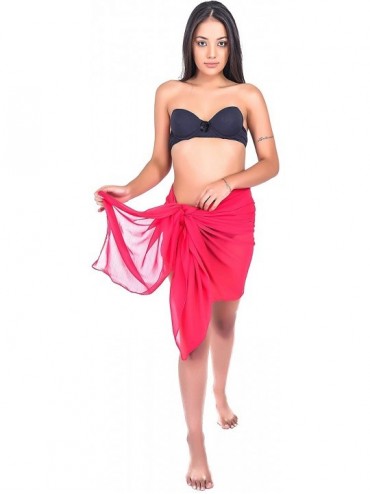 Cover-Ups Beach Cover up Sarongs in Mixed Sizes and Color in Long Sarong - Cherry (Red)+white - CT18KOTHNG4 $21.77