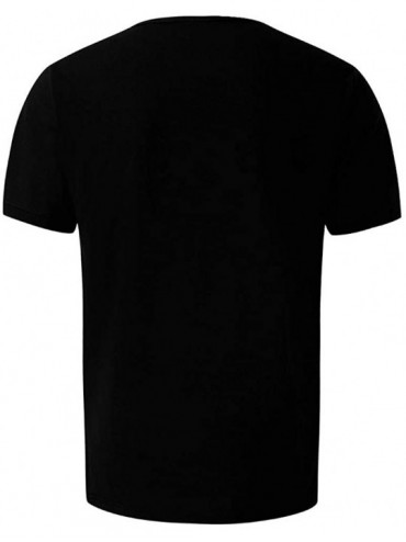 Rash Guards Mens Letter Button Personality Shirt Short Sleeve T-Shirt Blouse Fashion Tops - Black - CL18YKN8Z0Z $15.43