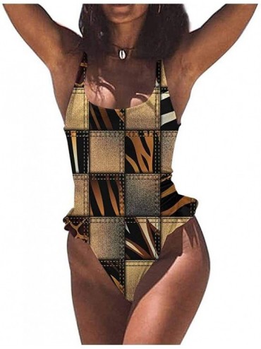 Bottoms Bikini Safari- Collage Local Wild Animals Fits All Different Body Types - Multi 12-one-piece Swimsuit - CT19E7I74WH $...