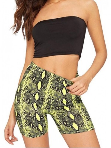 Board Shorts Womens Snakeskin Print Leggings Sport Outdoor Casual Cycling Tight Stertch Short Pants - Green - C71924O05HQ $19.51
