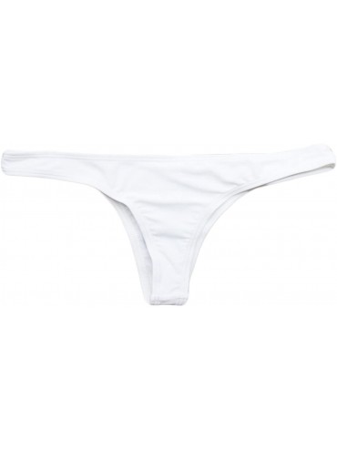 Bottoms Women's Sexy Cheeky Bikini Bottom Booty T-Back Ladies Solid Classic Swimsuit - White - C2190G2L45X $10.51