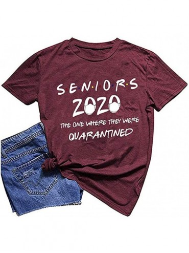 One-Pieces 2020 Fashion Letter Tshirt for Women- Funny Letters Print Casual Tees Tops-Women Summer Top- Women Blouse - Wine -...