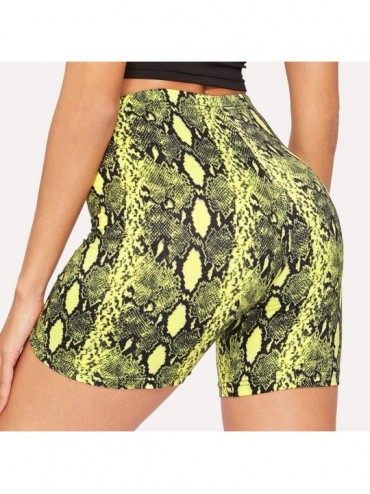 Board Shorts Womens Snakeskin Print Leggings Sport Outdoor Casual Cycling Tight Stertch Short Pants - Green - C71924O05HQ $11.50