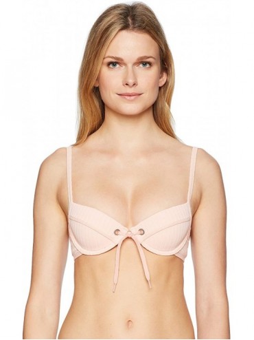 Tops Women's Sweetheart Bustier Bikini Top Swimsuit - Inka Rib Rose Pink - C5187KGRCAW $69.20