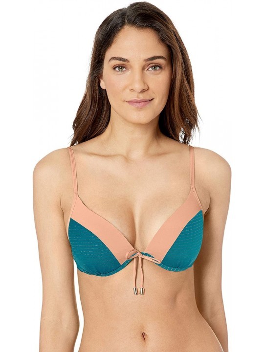 Tops Women's Stella Molded Cup Underwire Bikini Top Swimsuit - Rainforest Bedarra Lurex Stripe - CV18I02LW8G $60.69