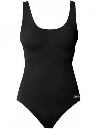 Racing Polypropylene Women's One Piece Swim Suit- Black with Color Side Stripes - Black - C5114UX6FVD $70.59