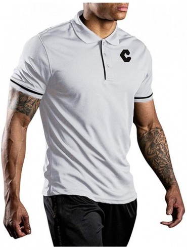 Rash Guards Fashion Mens Solid Sports Quick-Drying Fitness Short Sleeve Top Shirt Blouse - White - CR18YOS2WNO $35.60