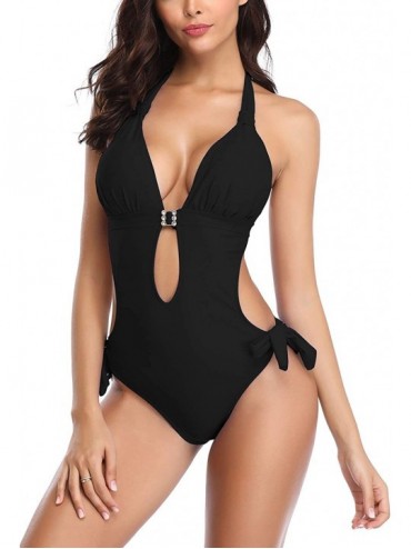 One-Pieces Monokini Swimsuit for Women One Piece Bathing Suits Tummy Control Cutout Swimwear - A Black - CE183LDZ32T $36.28