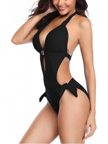One-Pieces Monokini Swimsuit for Women One Piece Bathing Suits Tummy Control Cutout Swimwear - A Black - CE183LDZ32T $36.28